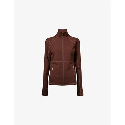 You Womens Potting Soil Clayton High-neck Stretch-jersey Jacket In Brown