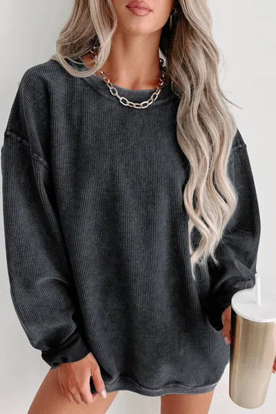 Youmi Knit Round Neck Pullover Sweatshirt In Black
