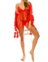 Youmita 3 Pieces Mesh Lingerie Babydoll Set In Red In Red
