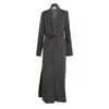 Youmsara Women's Black / Grey Longline Wool-blend Belted Coat – Chevron Texture