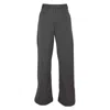 Youmsara Women's Black / Grey Wide-leg Chevron Trousers – Wool-blend, High-rise & Tailored