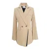 Youmsara Women's Gold / Neutrals Savara Tailored Double-breasted Beige Jacket With Black Lining
