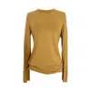 Youmsara Women's Neutrals / Brown / Gold Amberwood Long-sleeve Tee – Warm Brown Crewneck With Raw Edges