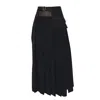 Youmsara Women's Noire Pleated Corset Skirt – Black Maxi With Utility Belt