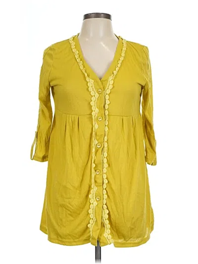 Pre-owned Young Essence 3/4 Sleeve Blouse In Yellow