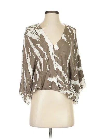Pre-owned Young Fabulous & Broke 3/4 Sleeve Blouse In Brown