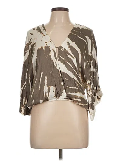 Pre-owned Young Fabulous & Broke 3/4 Sleeve Blouse In Brown