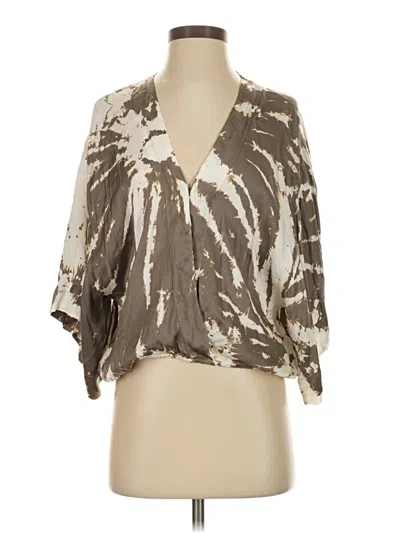 Pre-owned Young Fabulous & Broke 3/4 Sleeve Blouse In Brown