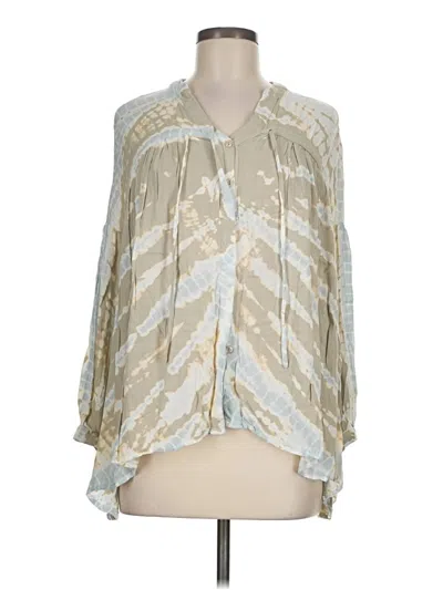 Pre-owned Young Fabulous & Broke 3/4 Sleeve Blouse In Silver