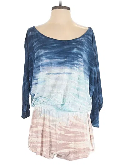 Pre-owned Young Fabulous & Broke 3/4 Sleeve Top Blue Boatneck Tops
