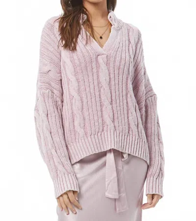 Young Fabulous & Broke Auckland V Neck Sweater In Antique Violet Mineral In Pink