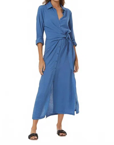 Young Fabulous & Broke Catarina Wrap Shirt Dress In Lake Solid In Blue