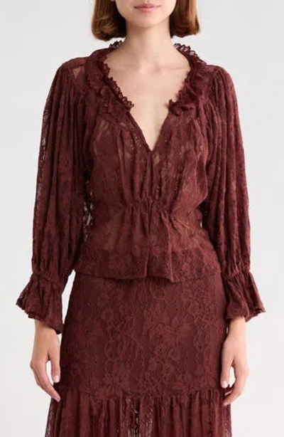 Young Fabulous & Broke Young, Fabulous & Broke Claudine Lace Top In Brown