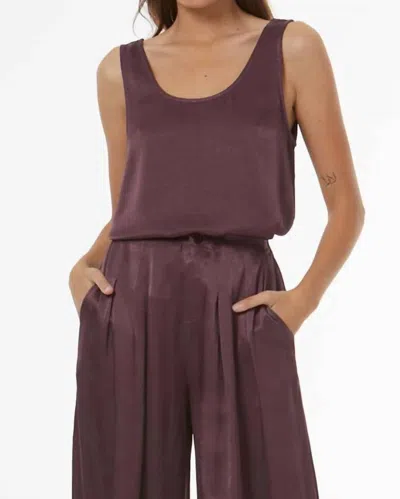 Young Fabulous & Broke Dana Heavy Satin Scoop Tank Top In Raisin In Green