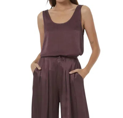 Young Fabulous & Broke Dana Heavy Satin Scoop Tank Top In Raisin In Purple
