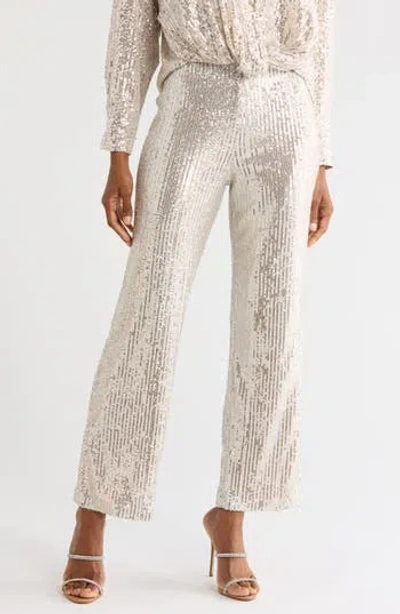 Young Fabulous & Broke Young, Fabulous & Broke Disco Sequin Straight Leg Pants In Champagne