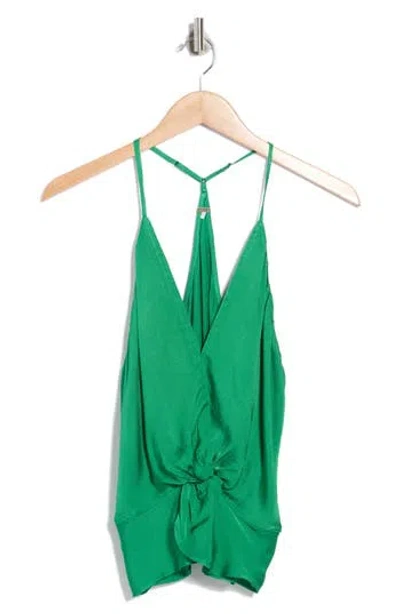 Young Fabulous & Broke Young, Fabulous & Broke Florence Twist Front Hammered Satin Camisole In Green