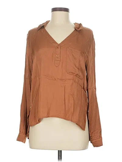 Pre-owned Young Fabulous & Broke Long Sleeve Blouse In Brown