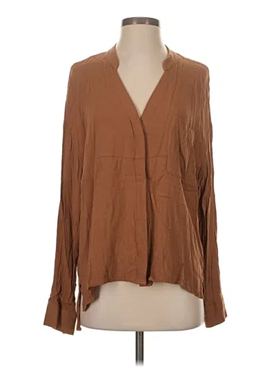 Pre-owned Young Fabulous & Broke Long Sleeve Blouse In Brown