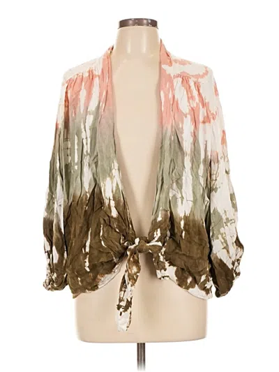 Pre-owned Young Fabulous & Broke Long Sleeve Blouse In Tan