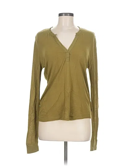Pre-owned Young Fabulous & Broke Long Sleeve Henley Shirt In Green