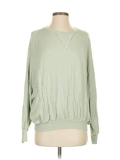 Pre-owned Young Fabulous & Broke Long Sleeve Top Green Crew Neck Tops