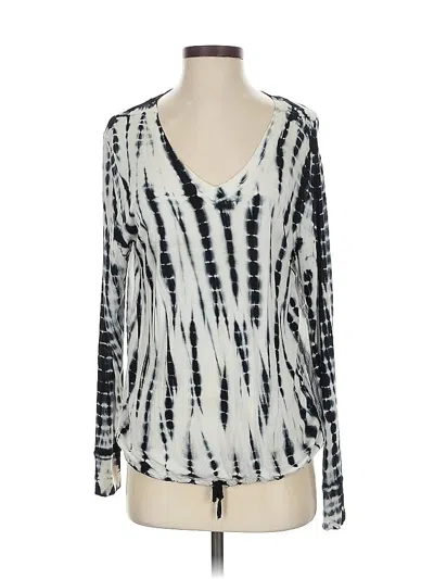 Pre-owned Young Fabulous & Broke Long Sleeve Top Silver Tie-dye Pattern V-neck Tops