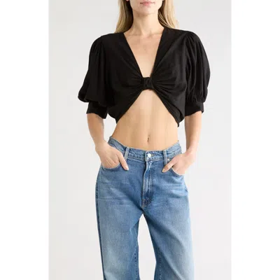 Young Fabulous & Broke Young, Fabulous & Broke Miranda Linen Blend Crop Top In Black