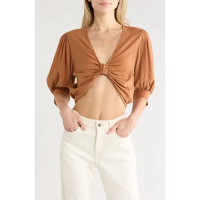 Young Fabulous & Broke Young, Fabulous & Broke Miranda Linen Blend Crop Top In Multi