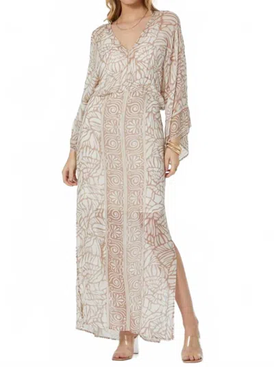 Young Fabulous & Broke Olina V-neck Maxi Dress In Dune Shell Print In Neutral