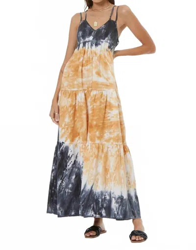 Young Fabulous & Broke Patio Poplin Maxi Dress In Sunbaked Spiral Wash In Multi