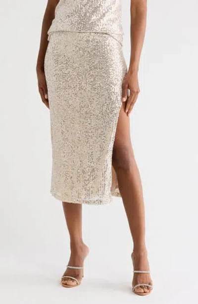 Young Fabulous & Broke Young, Fabulous & Broke Pierre Sequin Pencil Midi Skirt In Neutral