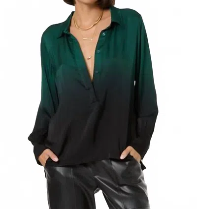 Young Fabulous & Broke Rynn Long Sleeve Blouse In Rainforest Black Ombre In Green