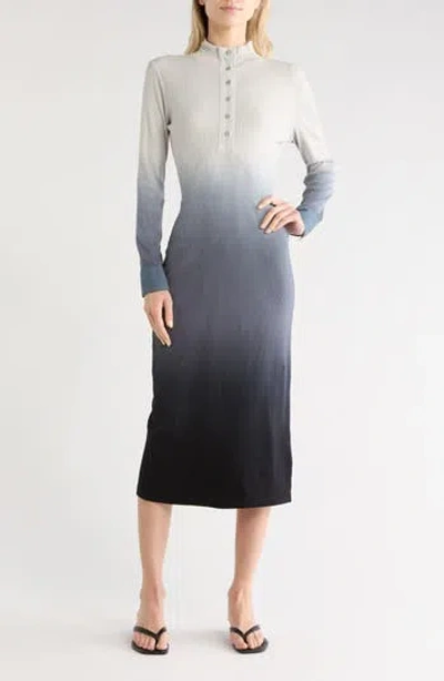 Young Fabulous & Broke Young, Fabulous & Broke Scout Rib Ombré Long Sleeve Midi Dress In Multi