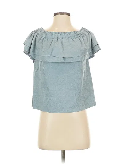Pre-owned Young Fabulous & Broke Short Sleeve Blouse In Blue