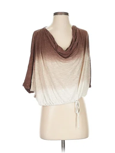 Pre-owned Young Fabulous & Broke Short Sleeve Top Brown Cowl Neck Tops