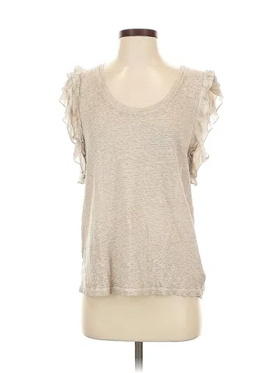 Pre-owned Young Fabulous & Broke Short Sleeve Top Tan Scoop Neck Tops In Brown