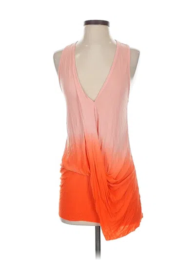 Pre-owned Young Fabulous & Broke Sleeveless Top Orange Plunge Neckline Tops