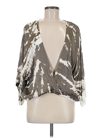 Pre-owned Young Fabulous & Broke Tank Top Gray Plunge Neckline Tops