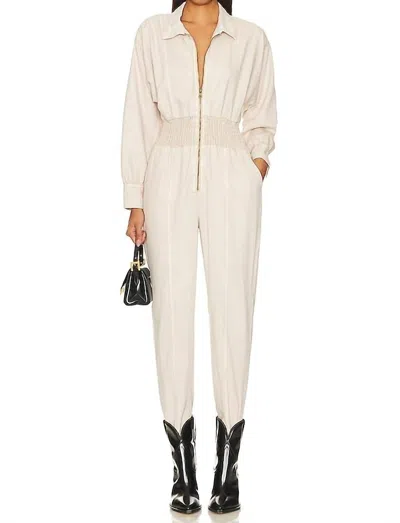 Young Fabulous & Broke Tencel Zip Up Jumpsuit In Salt In Neutral