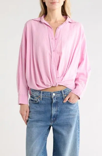 Young Fabulous & Broke Young, Fabulous & Broke Tourist Linen Blend Button-up Shirt In Pink