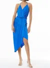 YOUNG FABULOUS & BROKE ANDREA DRAPED SLIP DRESS IN OCEAN