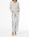 Young Fabulous & Broke Clancy Leather Pant In Silver Distressed In Multi