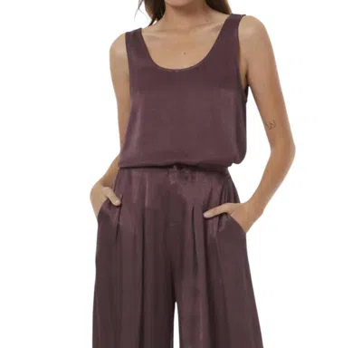 Young Fabulous & Broke Dana Heavy Satin Scoop Tank Top In Raisin In Red