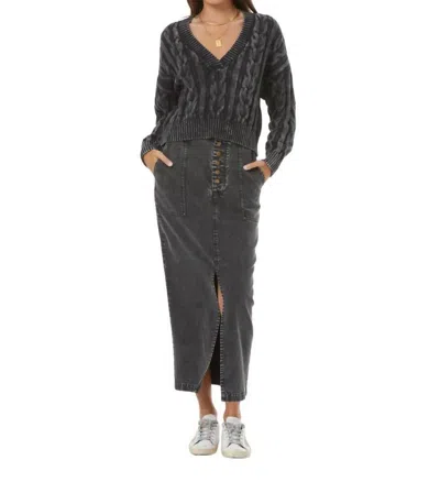 Young Fabulous & Broke Dara Midi Skirt In Mineral Wash Black In Multi