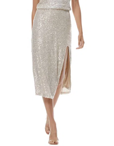 Young Fabulous & Broke Pierre Sequin Pencil Skirt In Champagne In Silver
