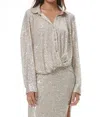 Young Fabulous & Broke Sequin Tourist Top In Champagne In White