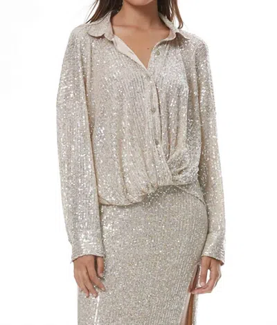 Young Fabulous & Broke Sequin Tourist Top In Champagne In White