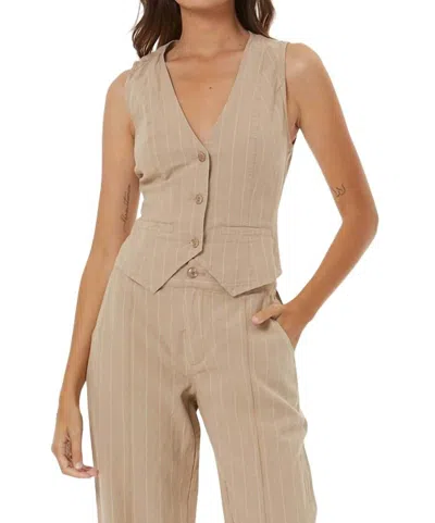 Young Fabulous & Broke Veda Pinstrie Vest In Tan Pinstripe In Multi