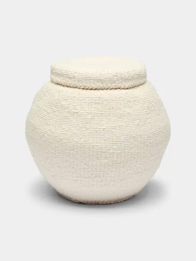 Young Mi Park Handwoven Hanji Lidded Box  Abask Luxury Gift In White